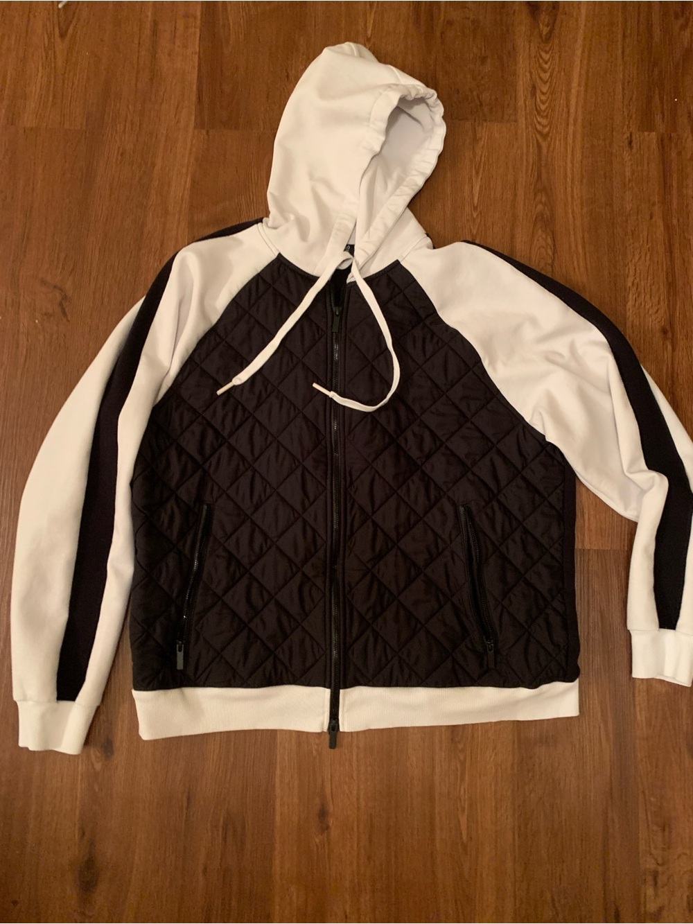 Murano Slim Fit Black & White Quilted Hooded Jacket